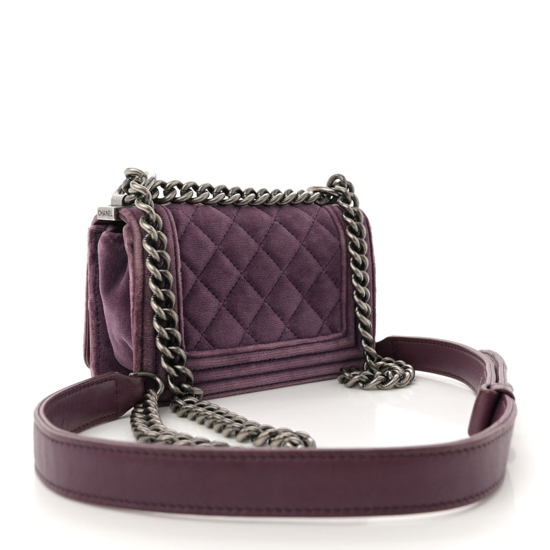 Chanel Velvet Quilted Mini Boy Flap