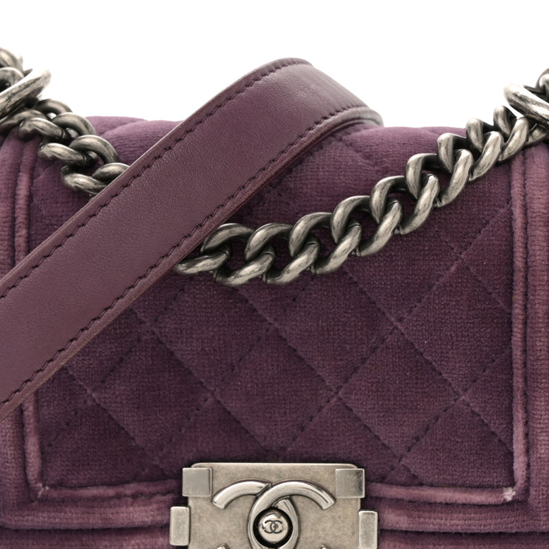 Chanel Velvet Quilted Mini Boy Flap