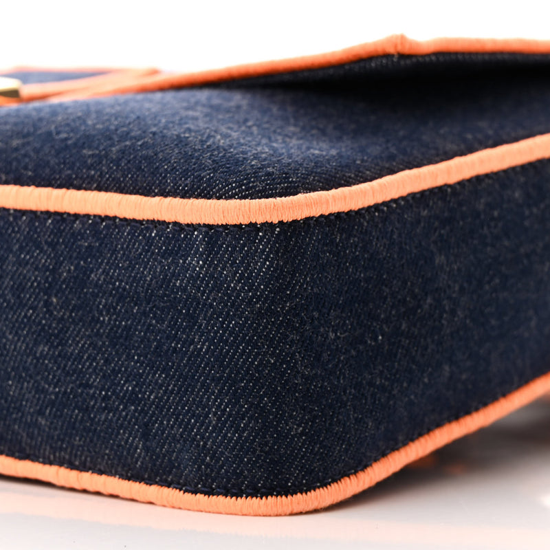 Fendi Denim Large Baguette Blue Arancio