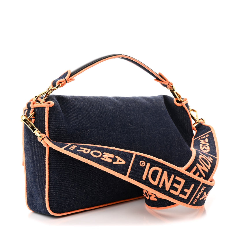 Fendi Denim Large Baguette Blue Arancio