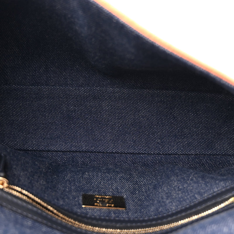 Fendi Denim Large Baguette Blue Arancio