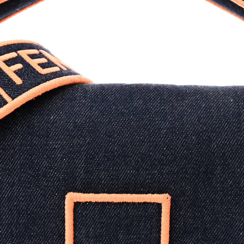 Fendi Denim Large Baguette Blue Arancio