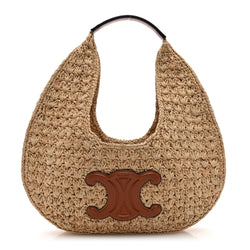 Celine Raffia Calfskin Triomphe Panier