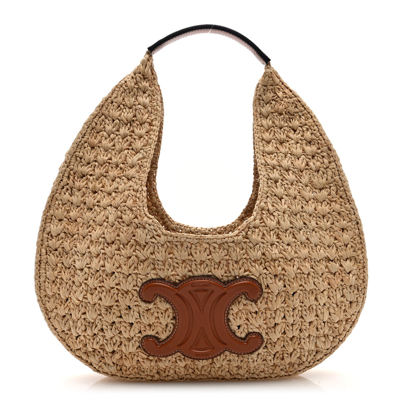 Celine Raffia Calfskin Triomphe Panier