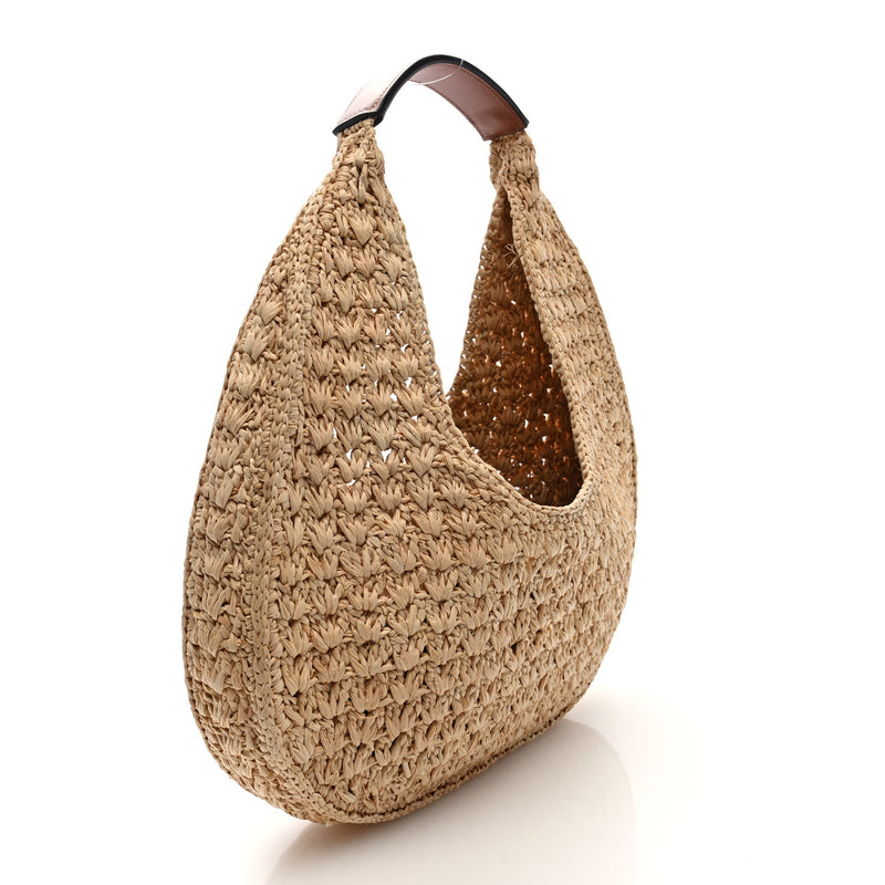 Celine Raffia Calfskin Triomphe Panier