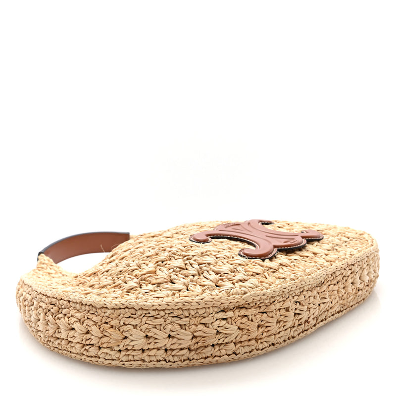 Celine Raffia Calfskin Triomphe Panier