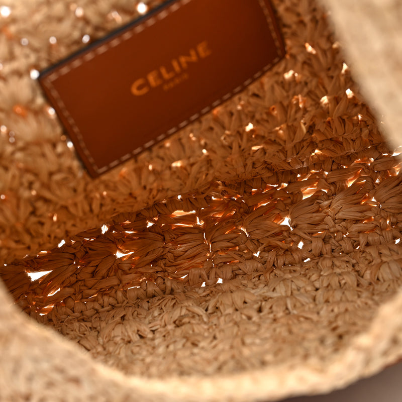 Celine Raffia Calfskin Triomphe Panier