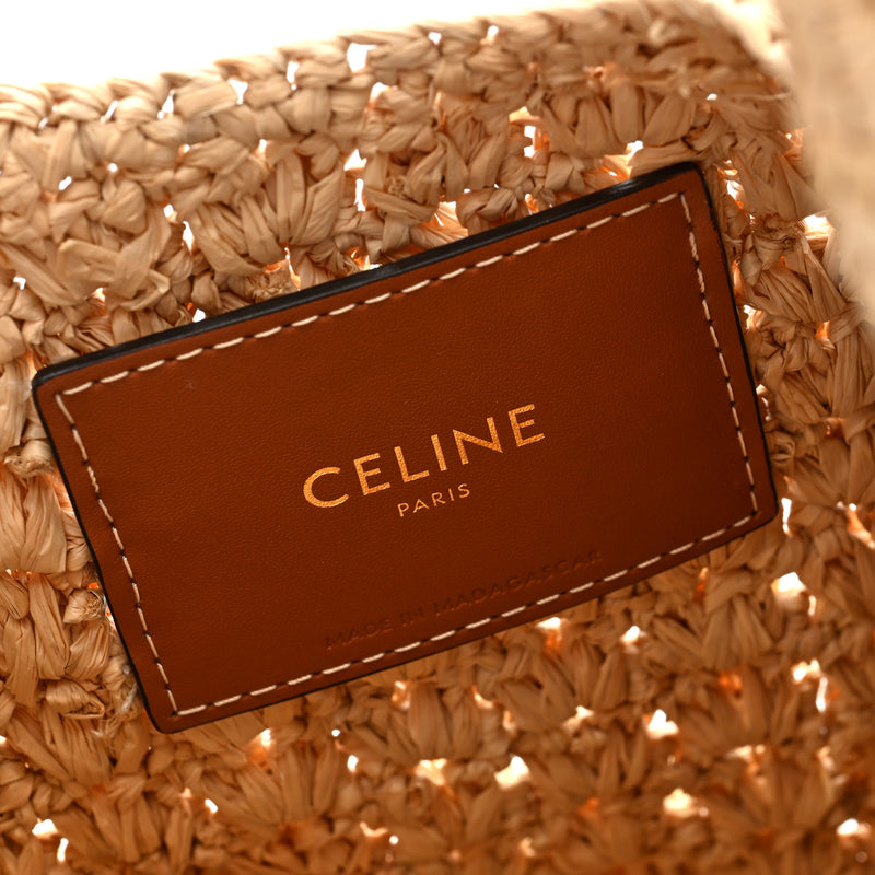 Celine Raffia Calfskin Triomphe Panier