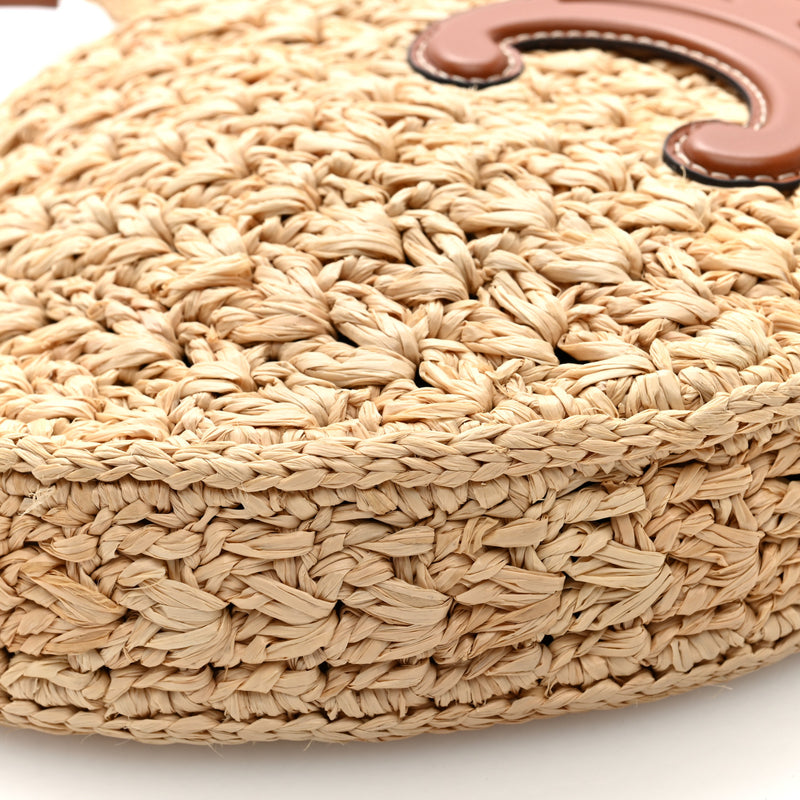 Celine Raffia Calfskin Triomphe Panier