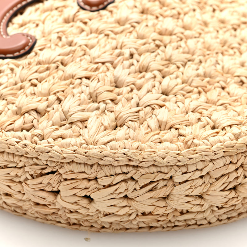 Celine Raffia Calfskin Triomphe Panier