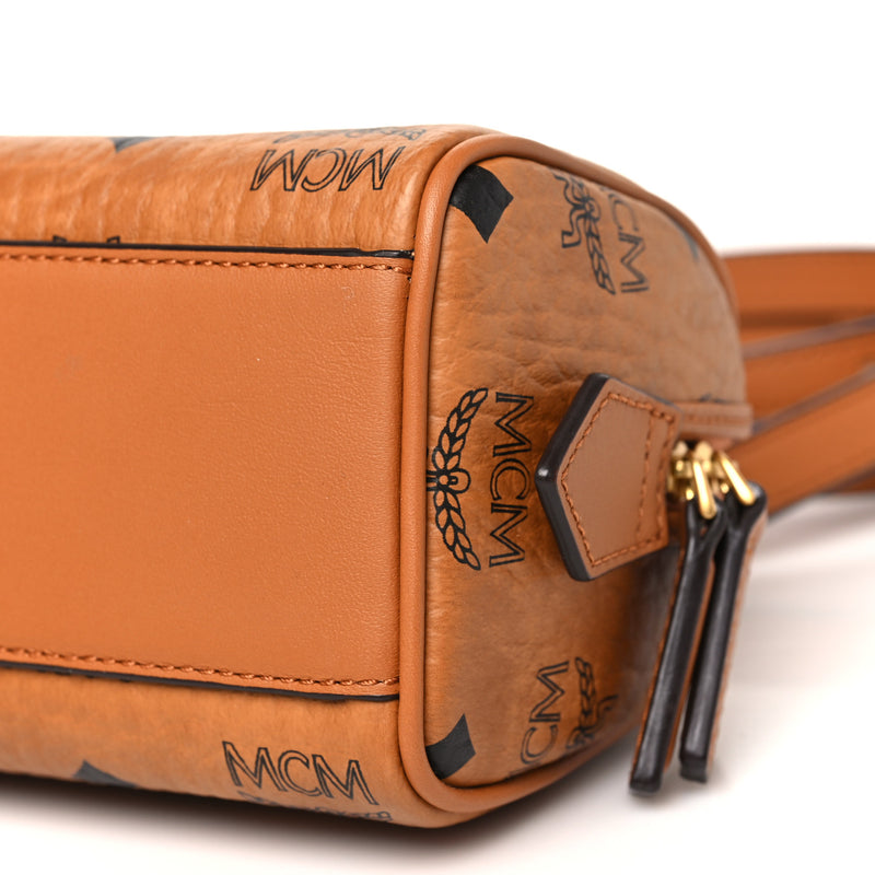 Mcm Visetos Mini Ella Boston Bag Cognac