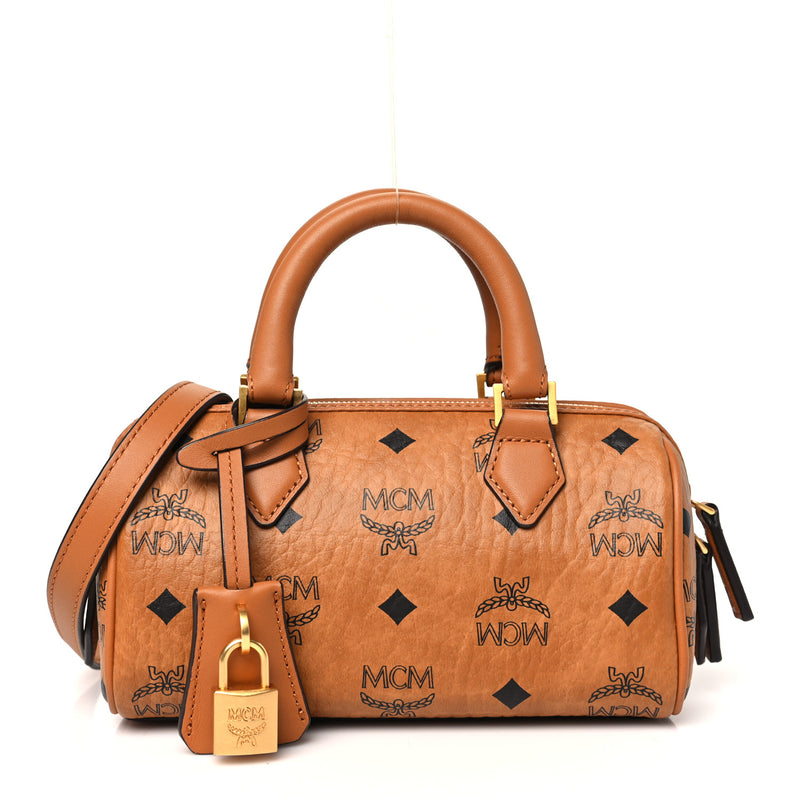 Mcm Visetos Mini Ella Boston Bag Cognac
