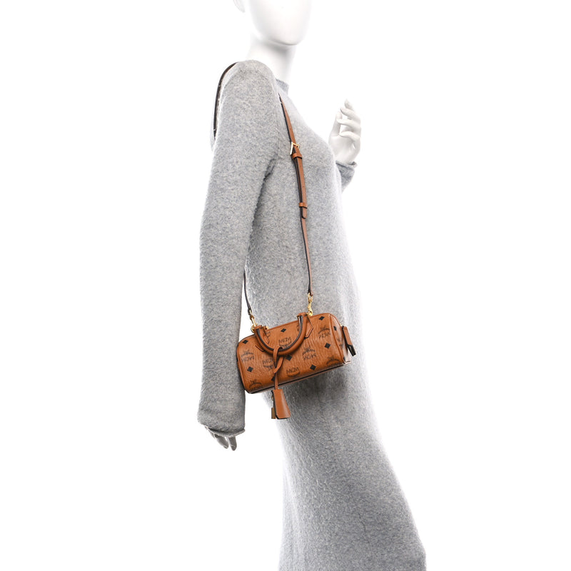 Mcm Visetos Mini Ella Boston Bag Cognac