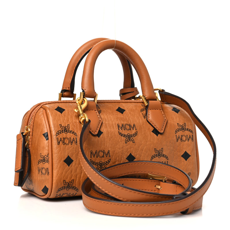 Mcm Visetos Mini Ella Boston Bag Cognac