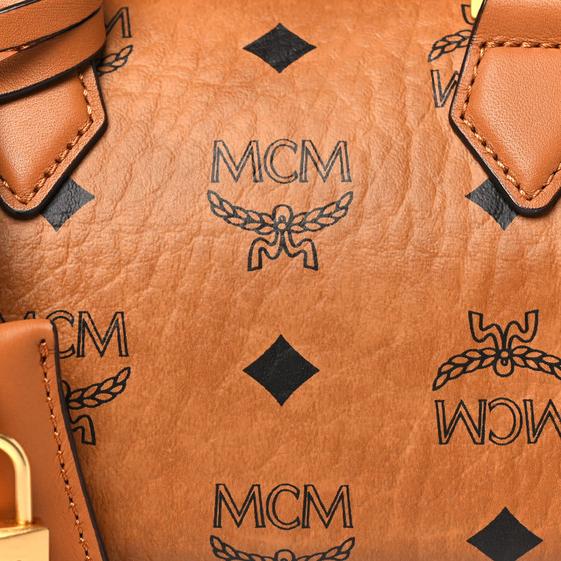 Mcm Visetos Mini Ella Boston Bag Cognac