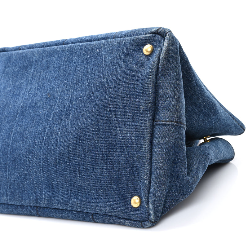 Prada Denim Logo Tote Avio