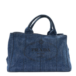 Prada Denim Logo Tote Avio