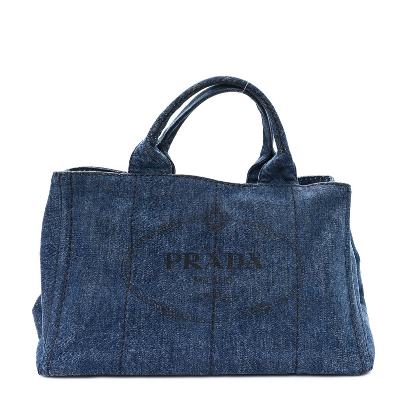 Prada Denim Logo Tote Avio