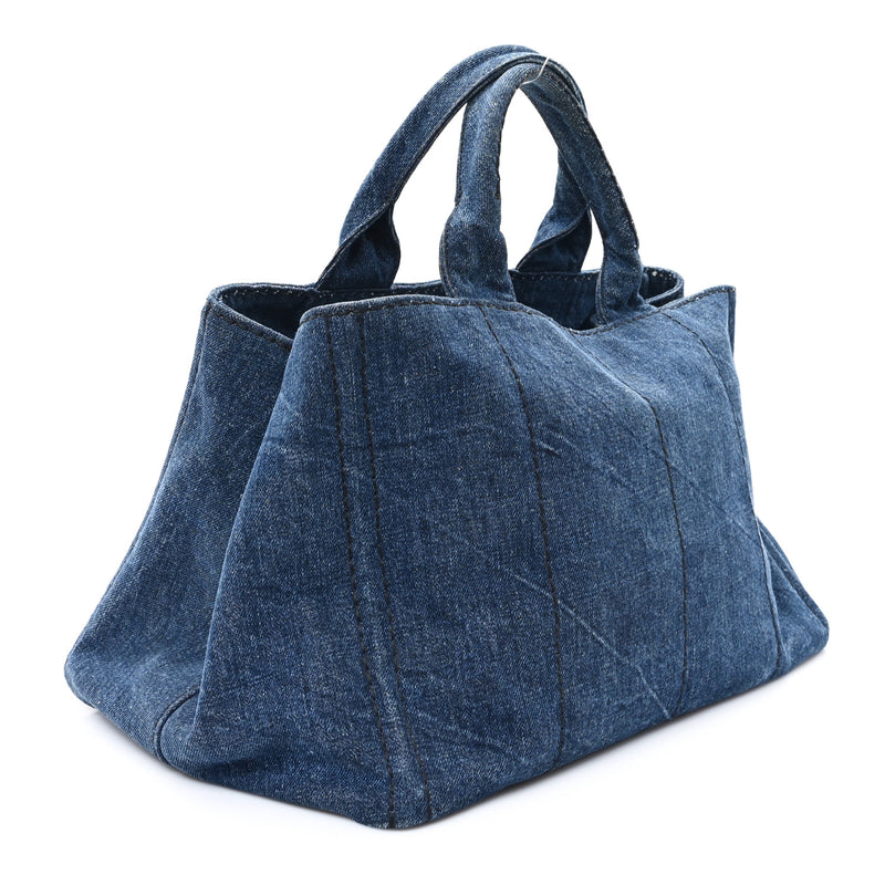 Prada Denim Logo Tote Avio