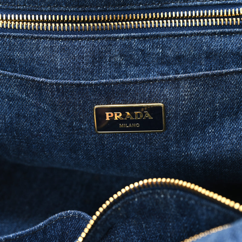 Prada Denim Logo Tote Avio