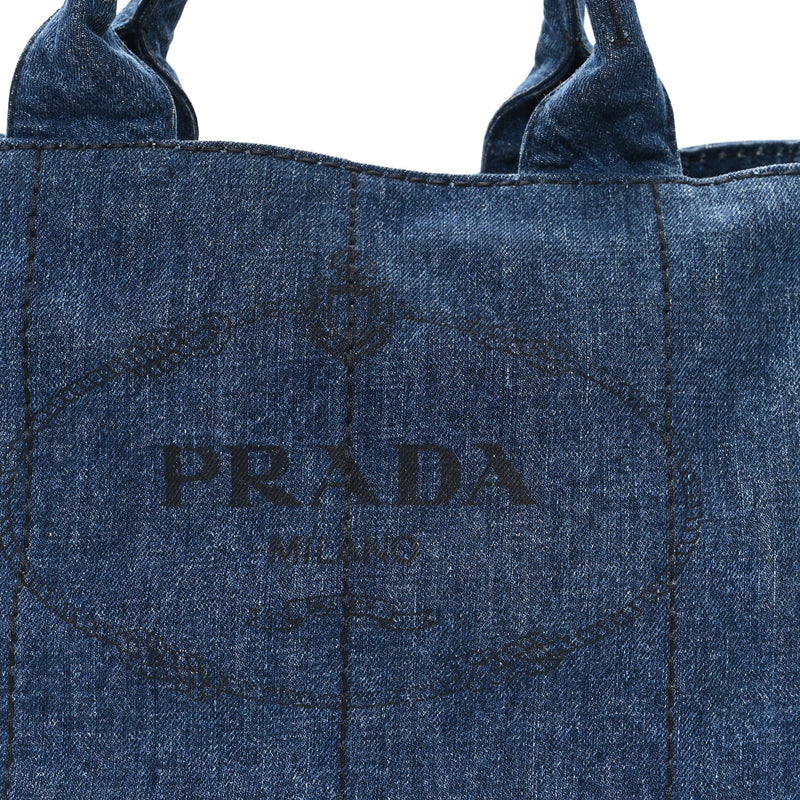 Prada Denim Logo Tote Avio