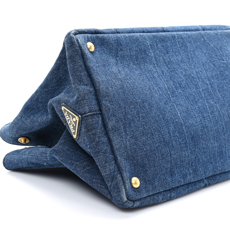 Prada Denim Logo Tote Avio