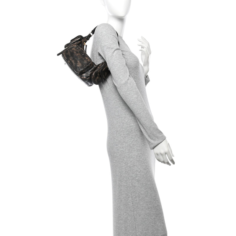 Miu Distressed Nappa Pocket Bag Sand