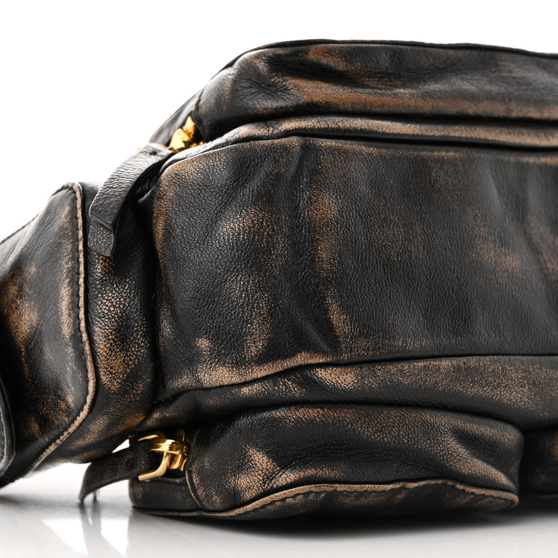 Miu Distressed Nappa Pocket Bag Sand