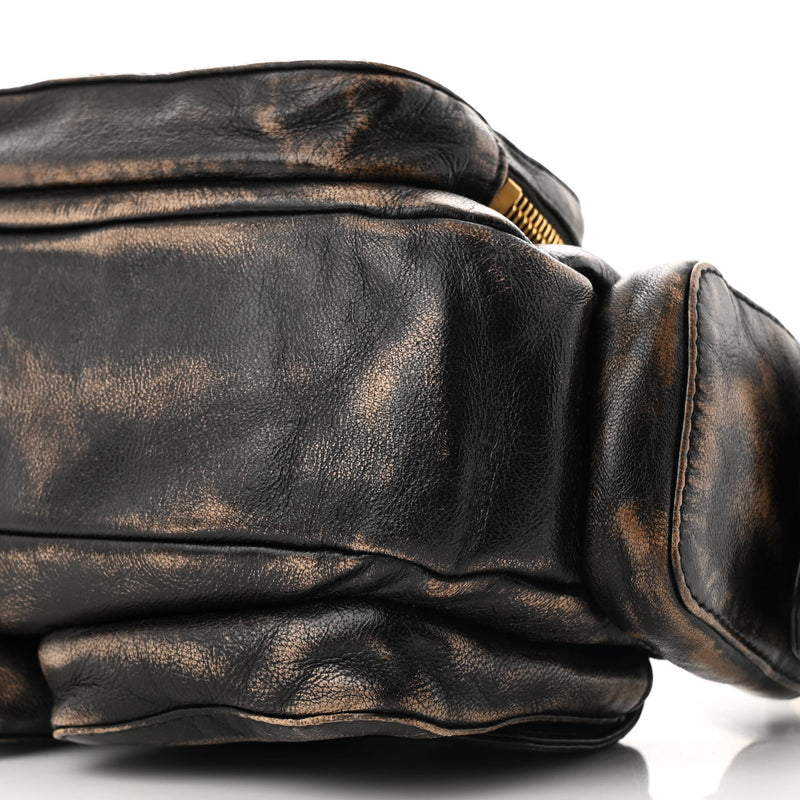 Miu Distressed Nappa Pocket Bag Sand