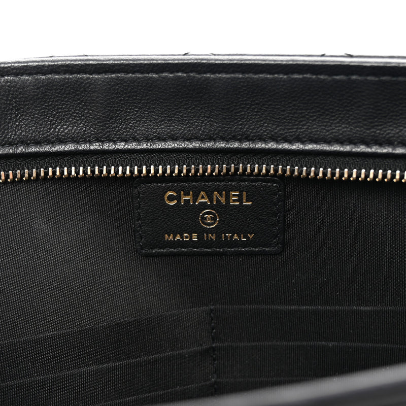 Chanel Lambskin Quilted Wristlet Clutch