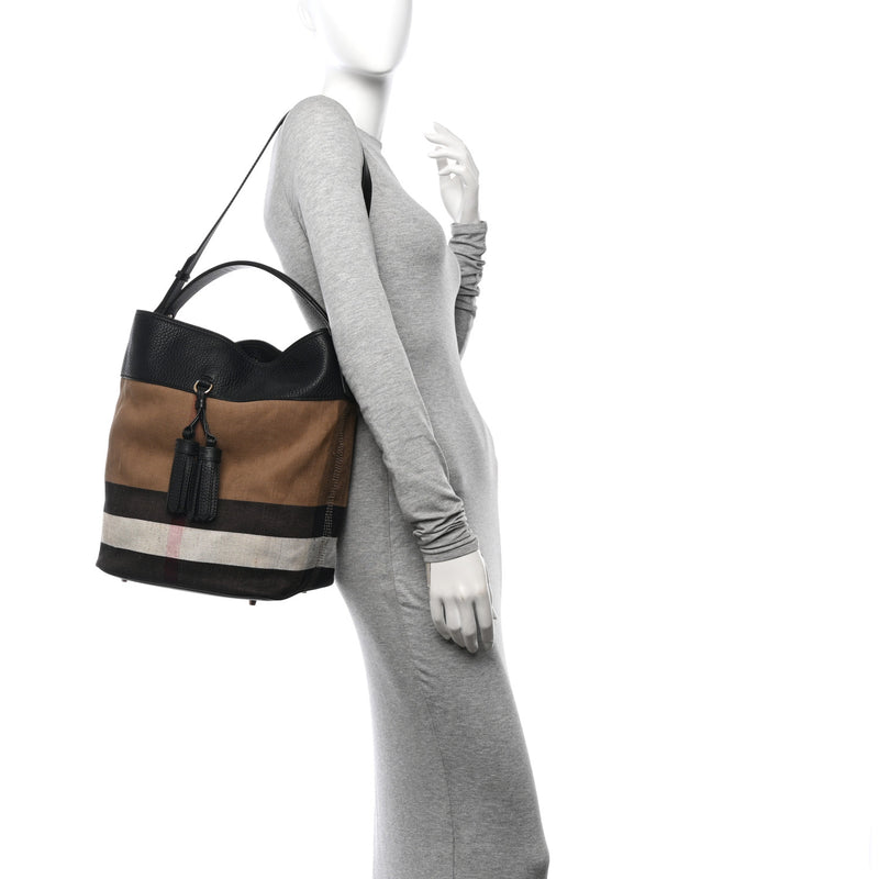 Burberry Grainy Calfskin Canvas Mega