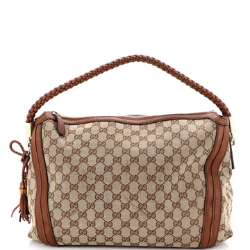 Bella Hobo Gg Canvas With Leather Medium