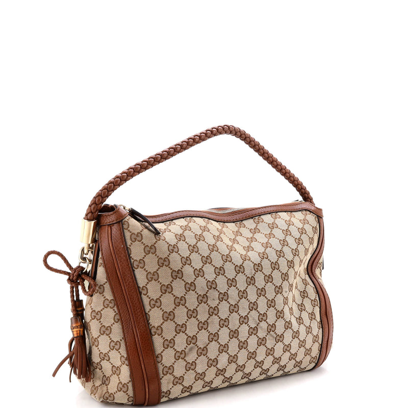 Bella Hobo Gg Canvas With Leather Medium