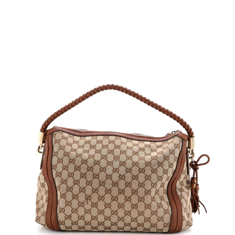 Bella Hobo Gg Canvas With Leather Medium