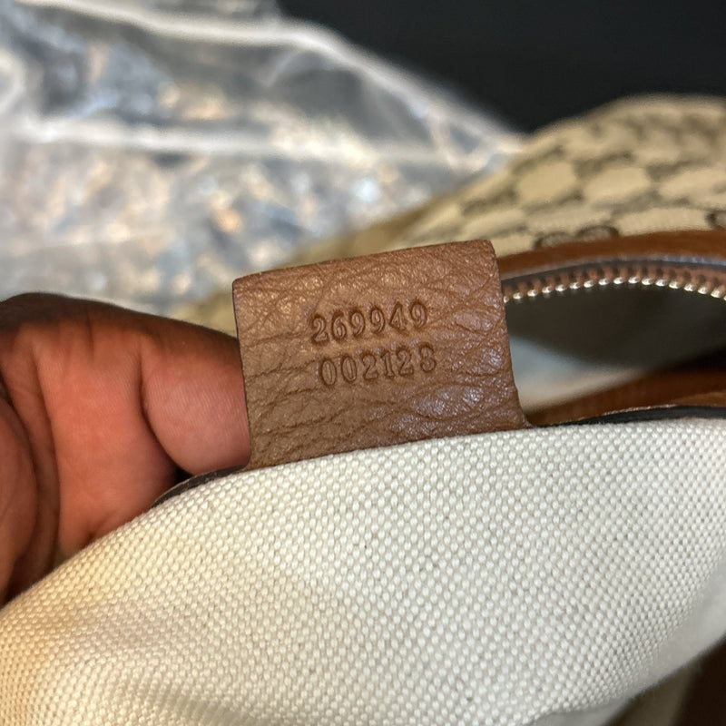 Bella Hobo Gg Canvas With Leather Medium