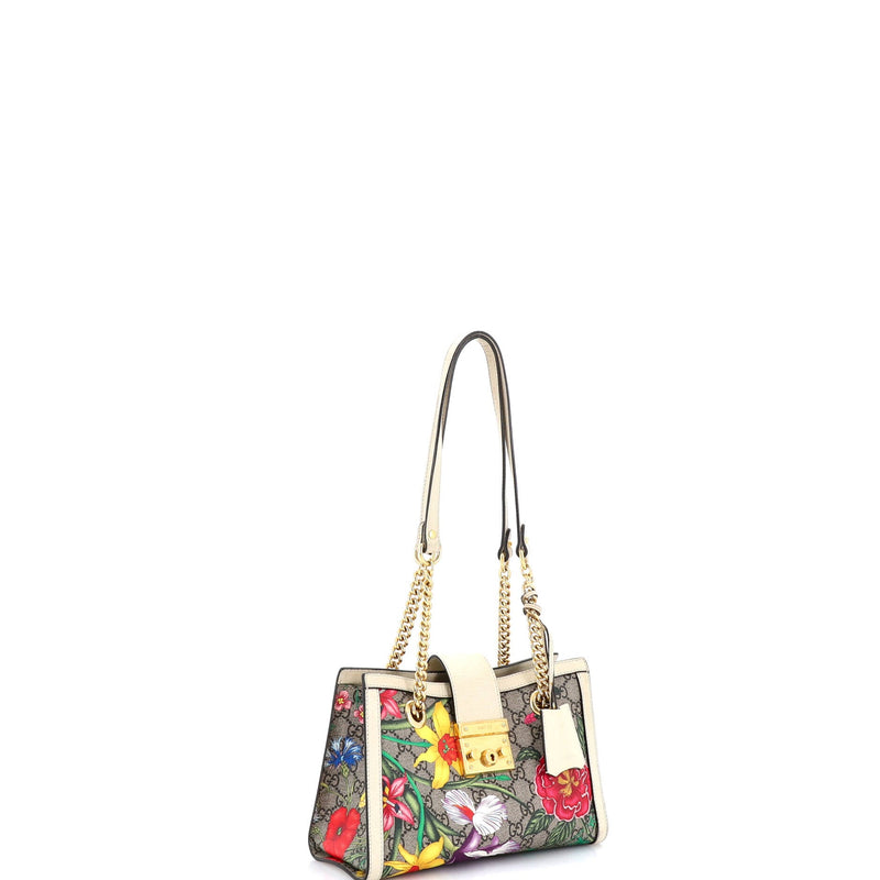 Padlock Chain Tote Flora Gg Coated
