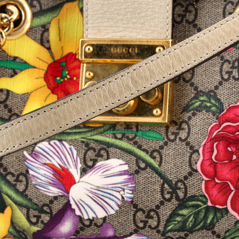 Padlock Chain Tote Flora Gg Coated