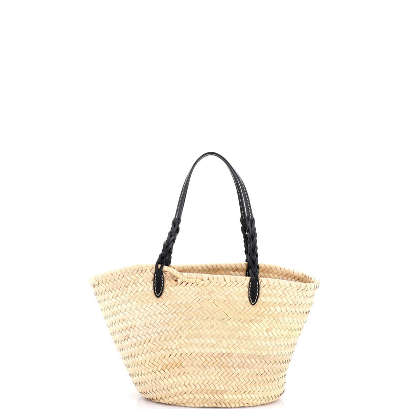 Basket Tote Raffia With Leather Small