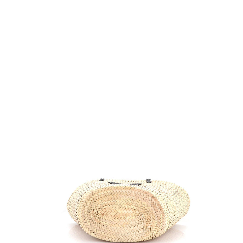 Basket Tote Raffia With Leather Small