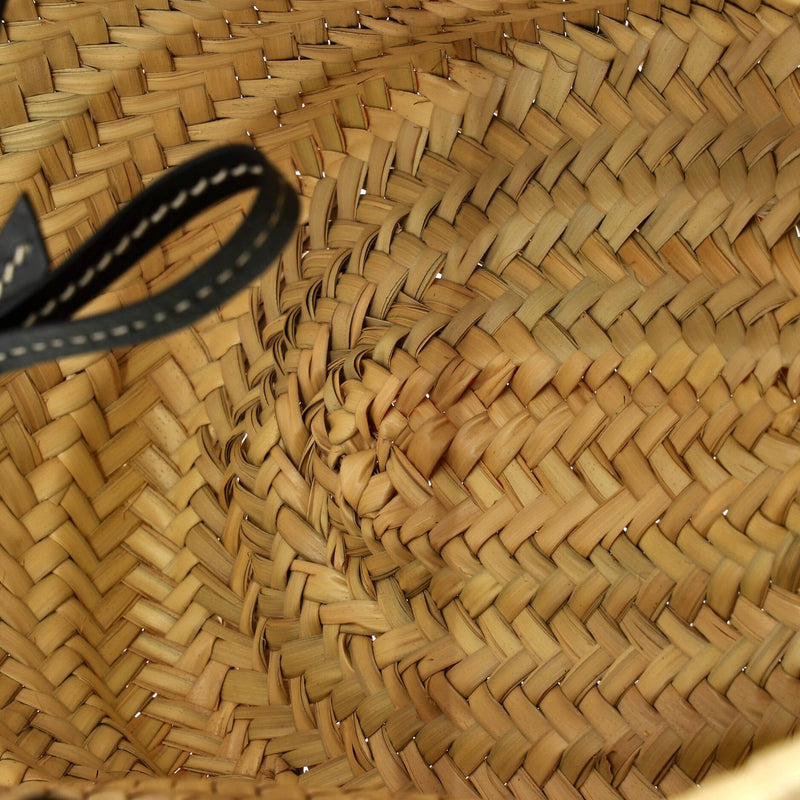 Basket Tote Raffia With Leather Small
