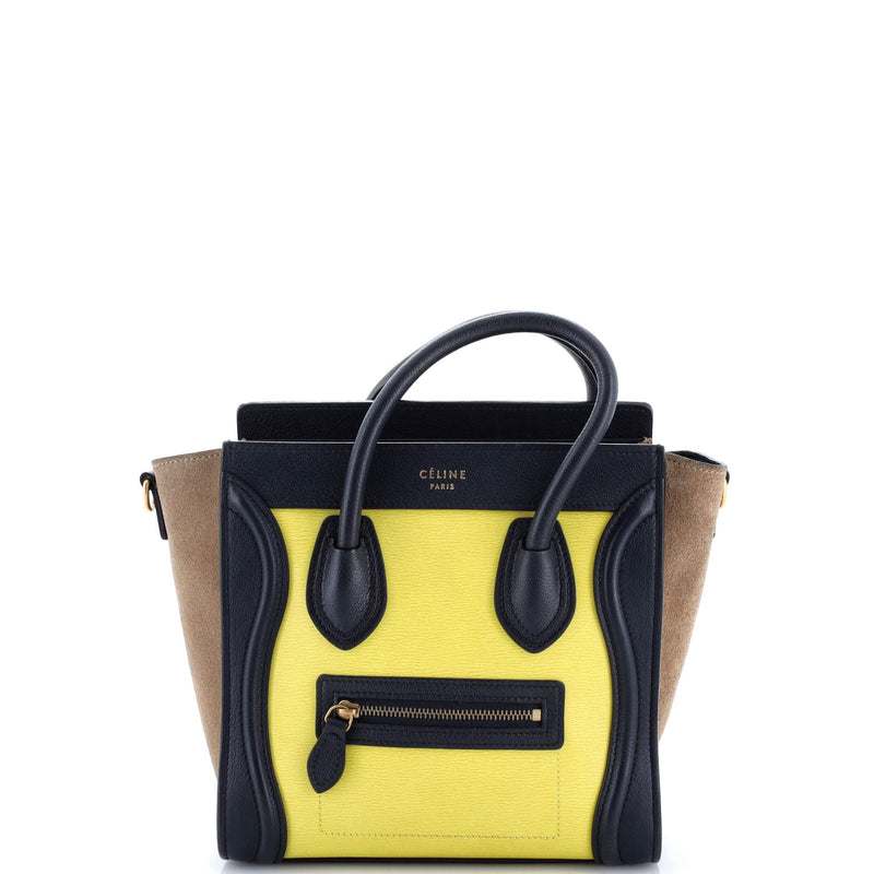Tricolor Luggage Bag Leather Nano