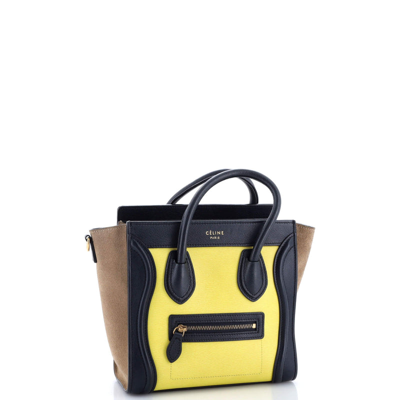 Tricolor Luggage Bag Leather Nano