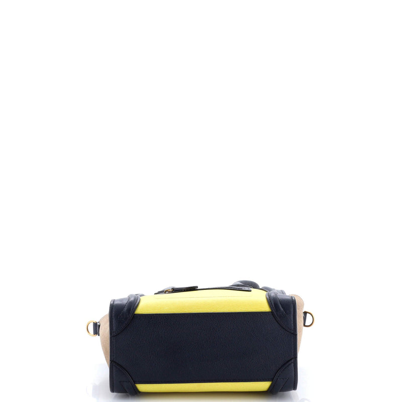 Tricolor Luggage Bag Leather Nano