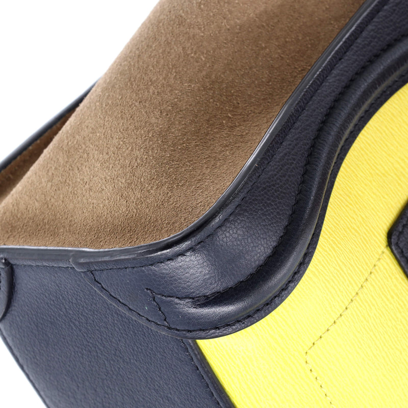Tricolor Luggage Bag Leather Nano