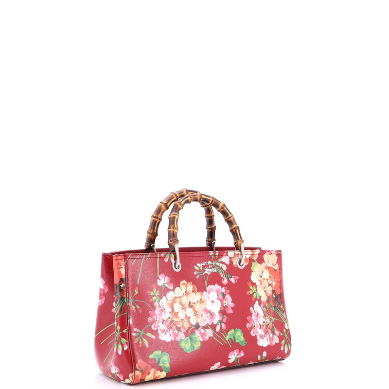 Bamboo Shopper Tote Blooms Print Leather