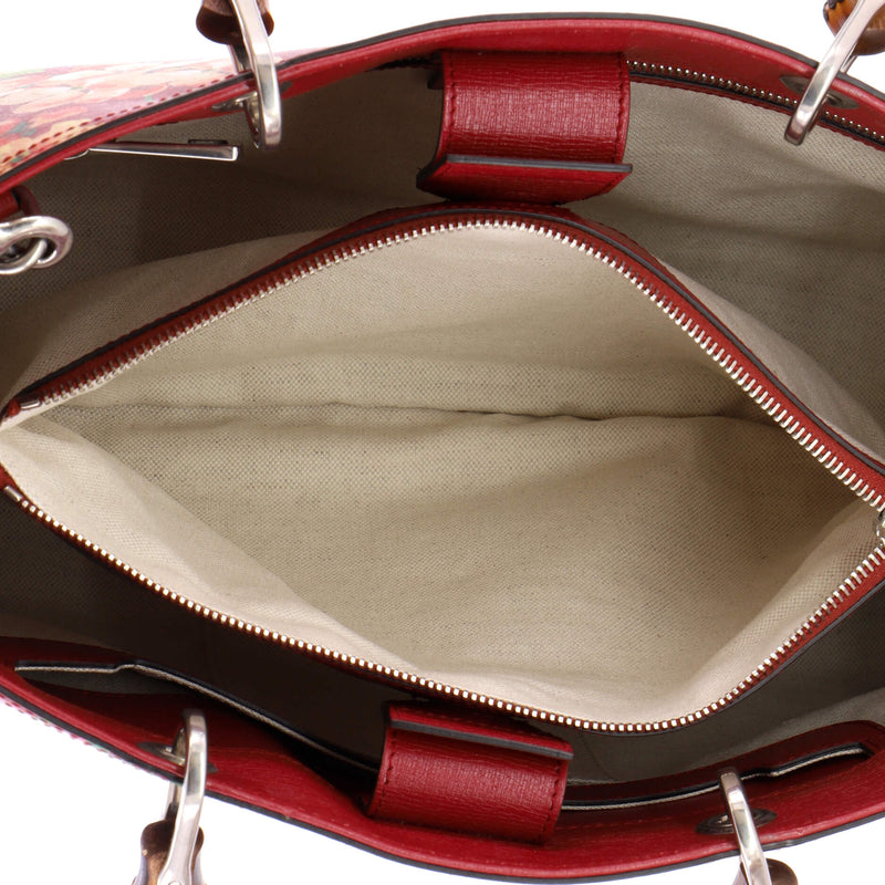 Bamboo Shopper Tote Blooms Print Leather