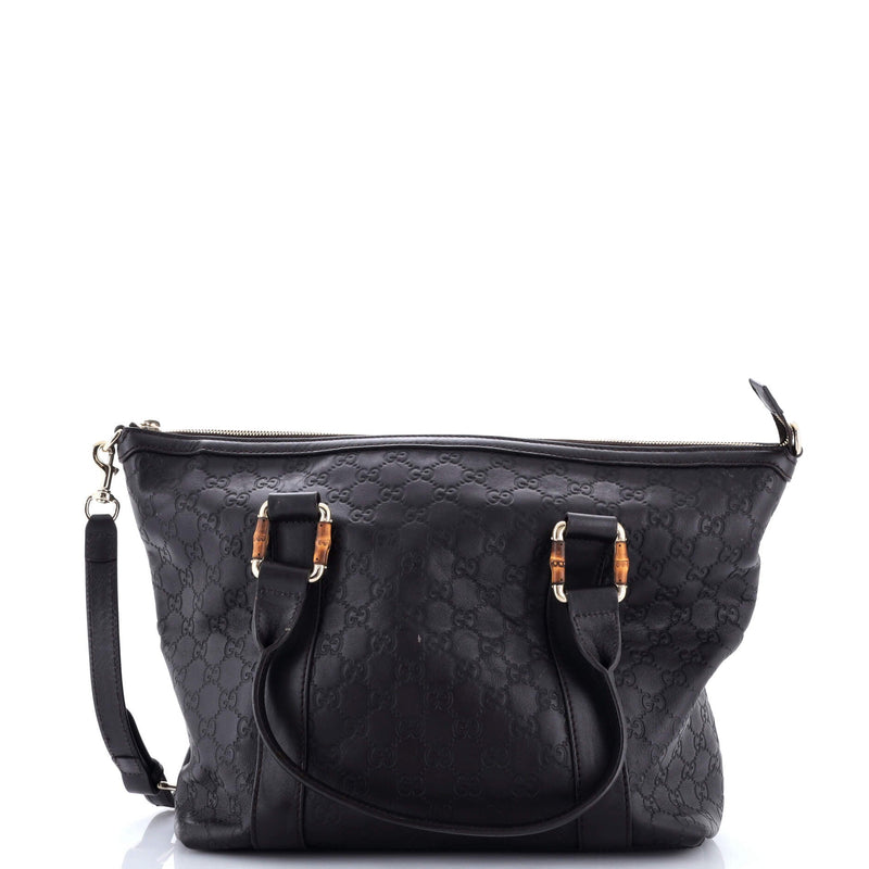 Bamboo Bar Tote Leather With Guccissima