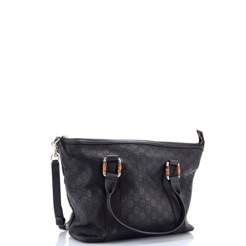 Bamboo Bar Tote Leather With Guccissima