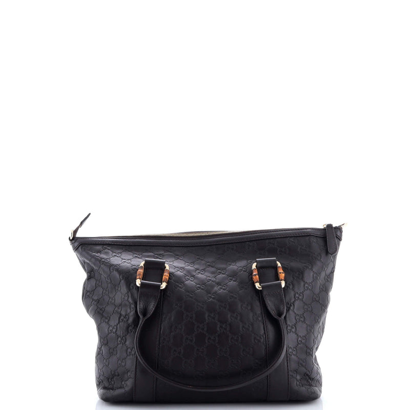 Bamboo Bar Tote Leather With Guccissima