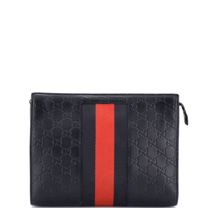 Web Zip Pouch Guccissima Leather